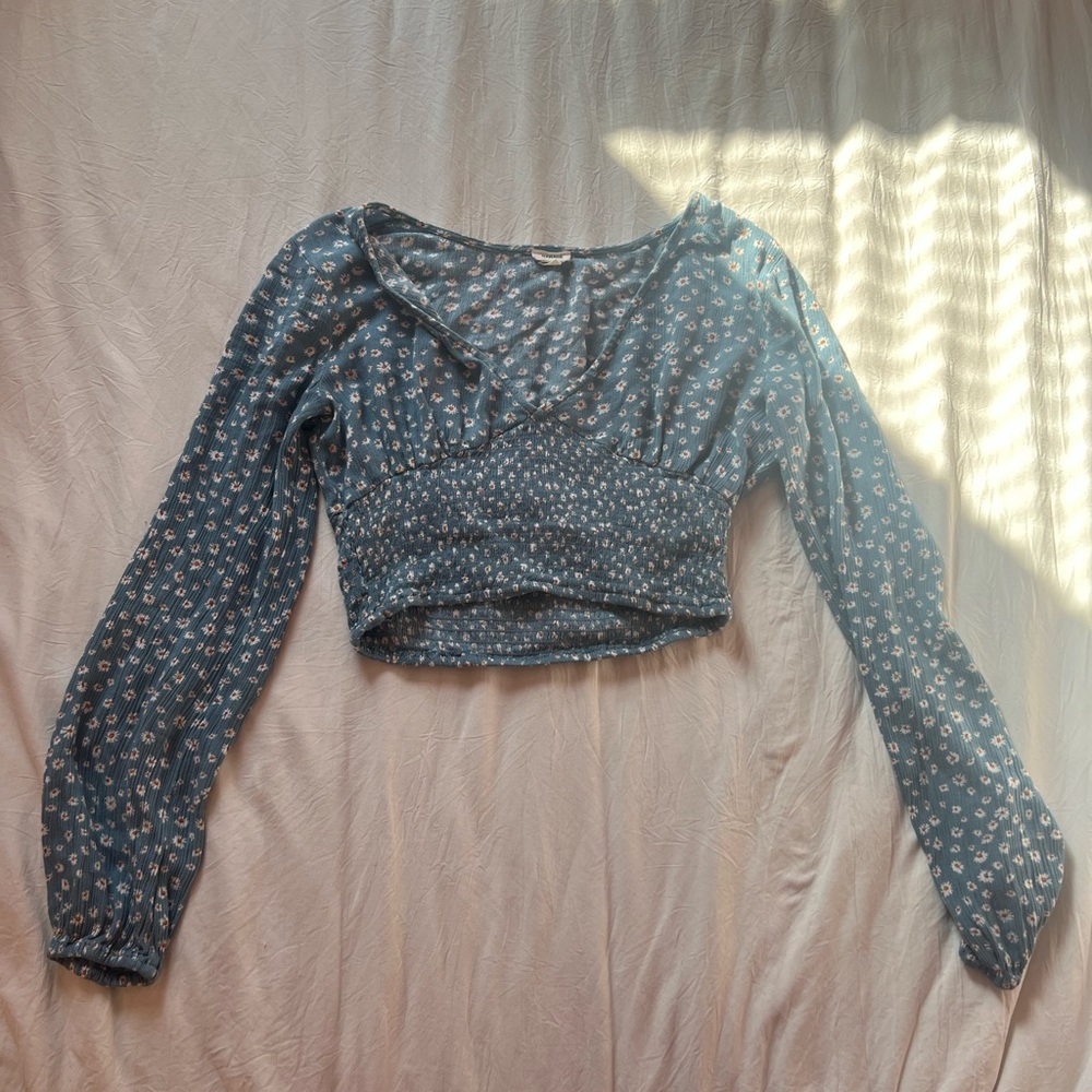 Garage Sun flower Blue and White Crop top